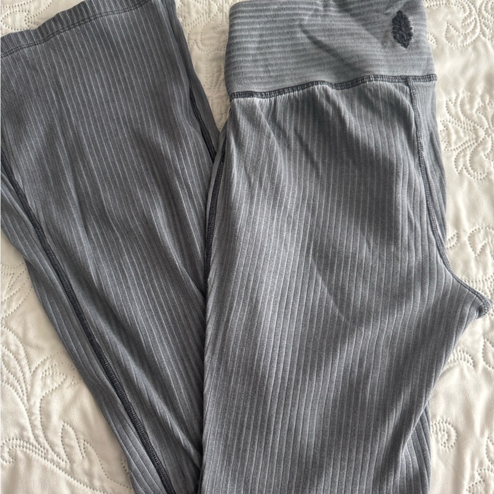 FP Movement Gray Ribbed Leggings High Waist Comfort